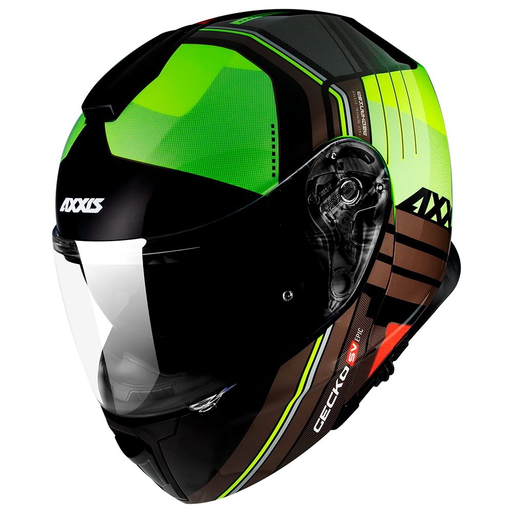 Axxis FU403SV Gecko SV Epic 3 graphics colors sizes XS, S and XL transparent screen modular biker helmet (not include black viewfinder)