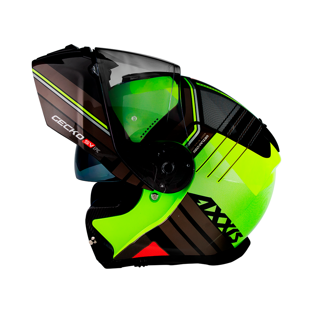 Axxis FU403SV Gecko SV Epic 3 graphics colors sizes XS, S and XL transparent screen modular biker helmet (not include black viewfinder)