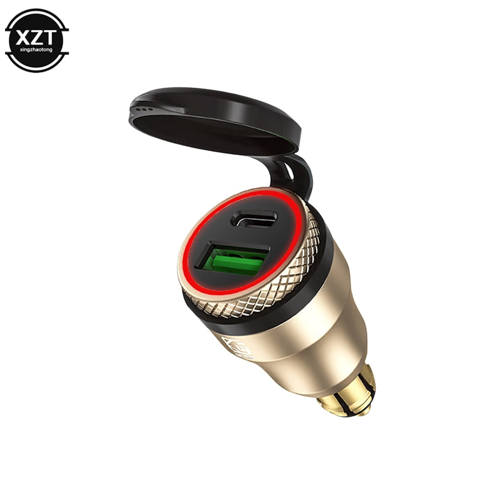 Aluminium USB Charger 30W PD Type-C QC 3.0 Quick Charger Adapter Waterproof for Hella DIN Socket/ BMW Ducati Triumph Motorcycles