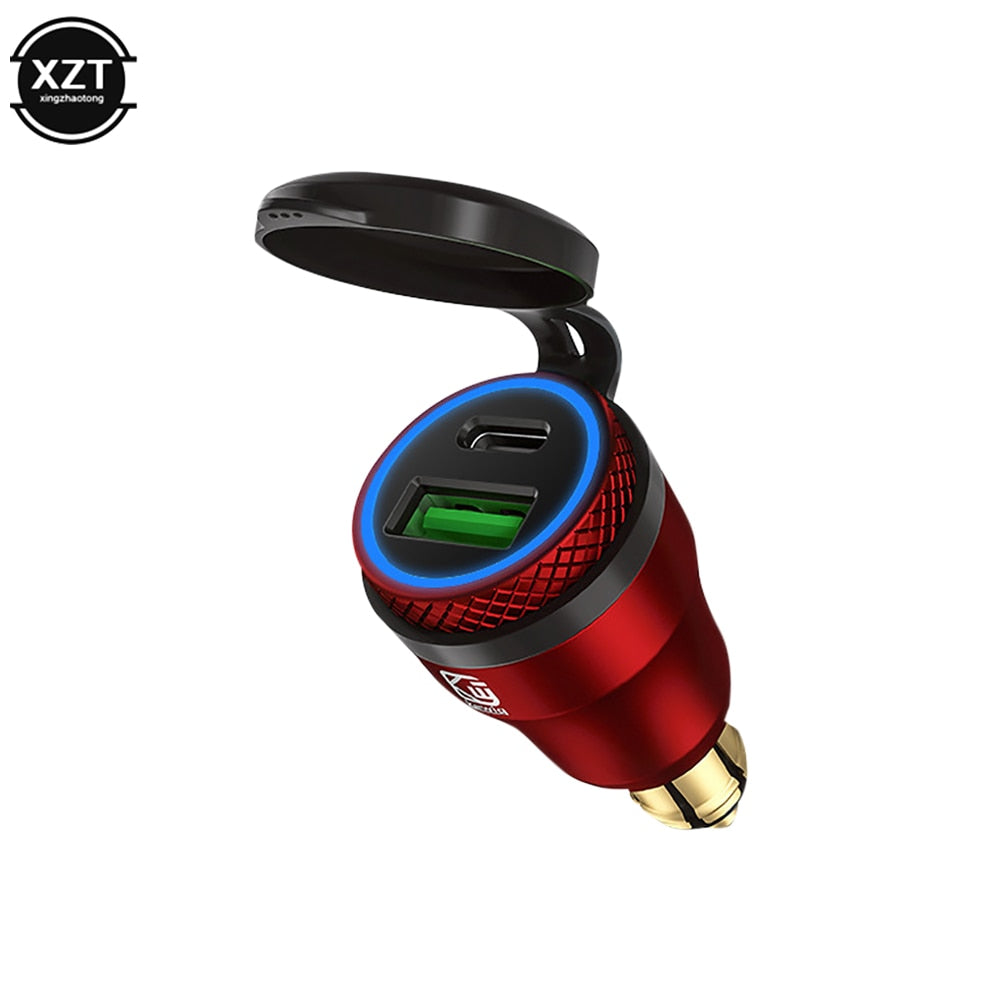 Aluminium USB Charger 30W PD Type-C QC 3.0 Quick Charger Adapter Waterproof for Hella DIN Socket/ BMW Ducati Triumph Motorcycles