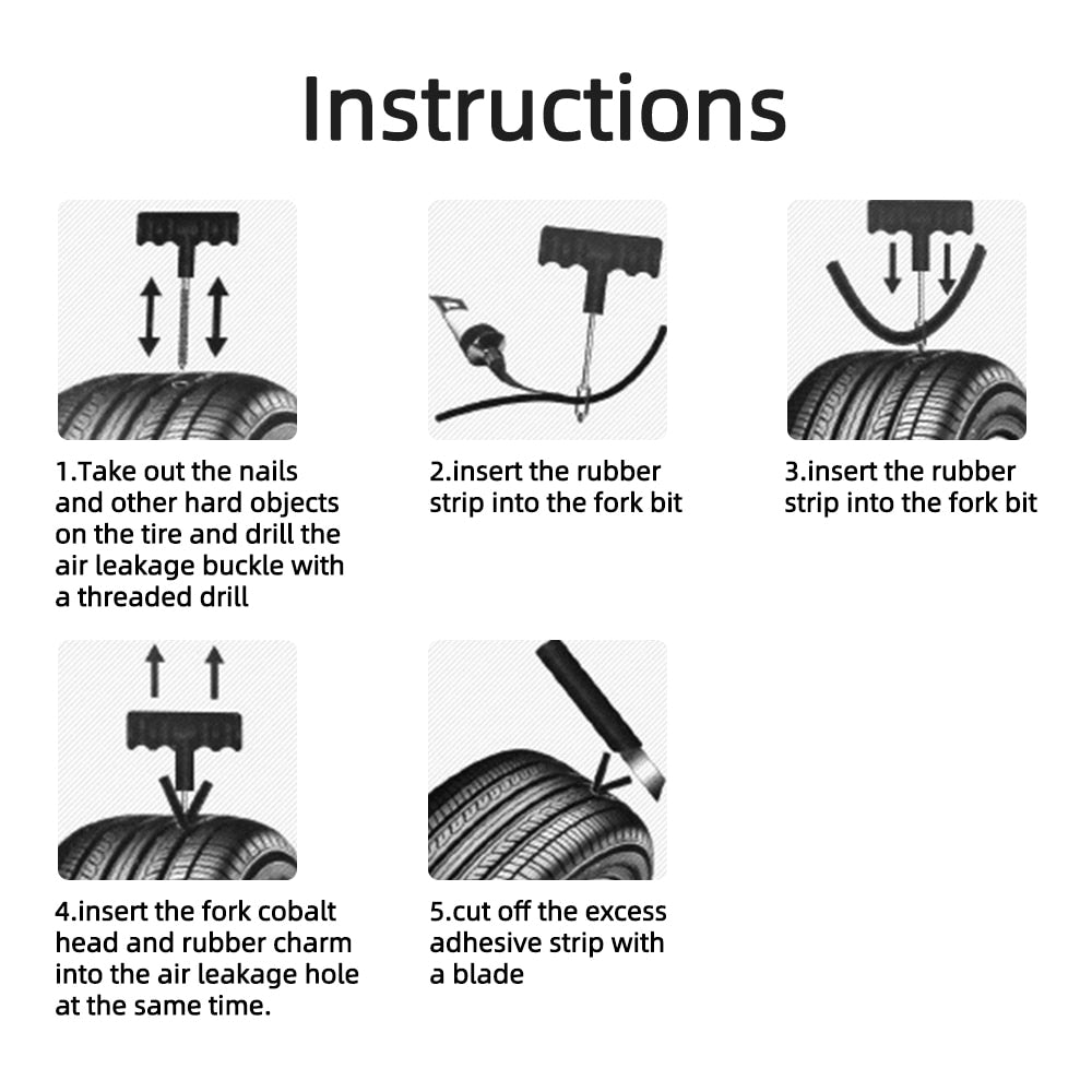 Tire Repair Kit Puncture Plug Tools Tyre Puncture Emergency for Tire Strips Stirring Glue Repair Tool Kit Car Accessories