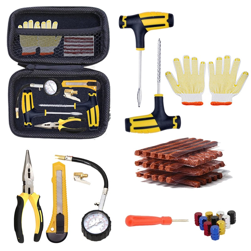 Tire Repair Kit Puncture Plug Tools Tyre Puncture Emergency for Tire Strips Stirring Glue Repair Tool Kit Car Accessories