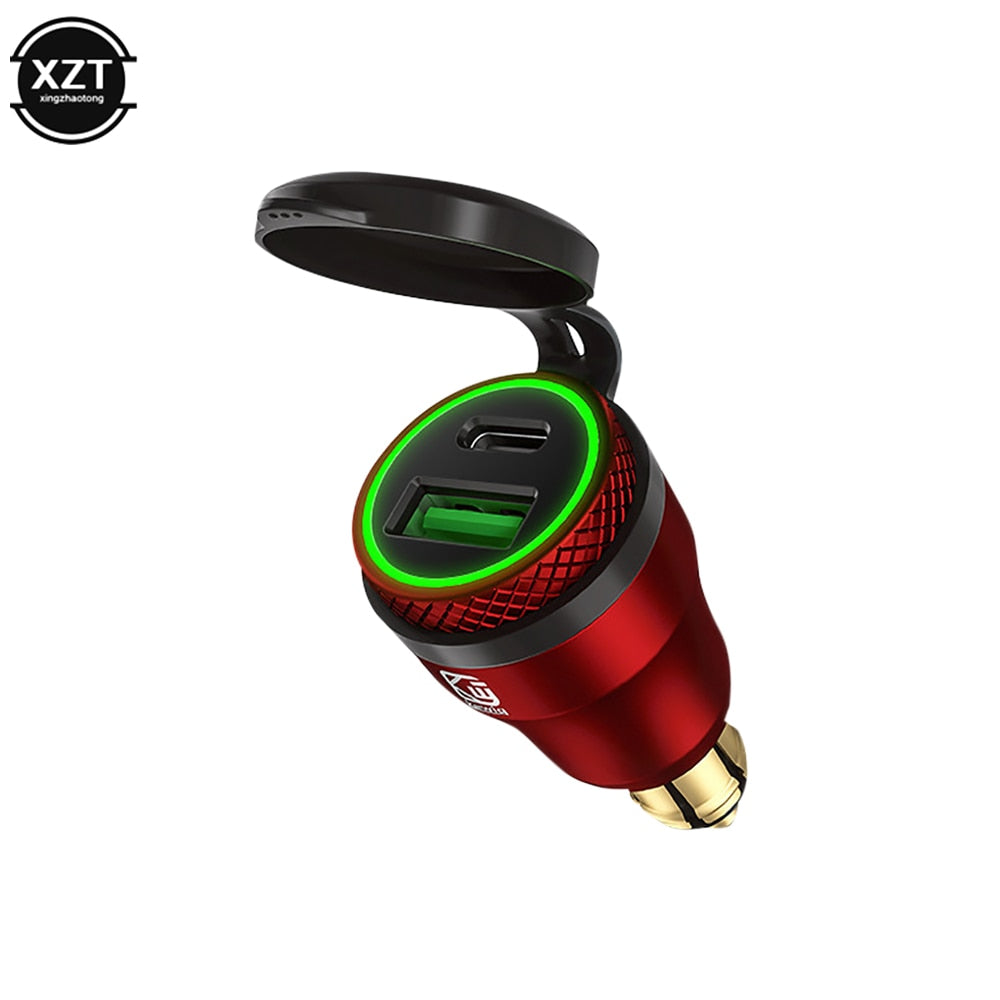 Aluminium USB Charger 30W PD Type-C QC 3.0 Quick Charger Adapter Waterproof for Hella DIN Socket/ BMW Ducati Triumph Motorcycles
