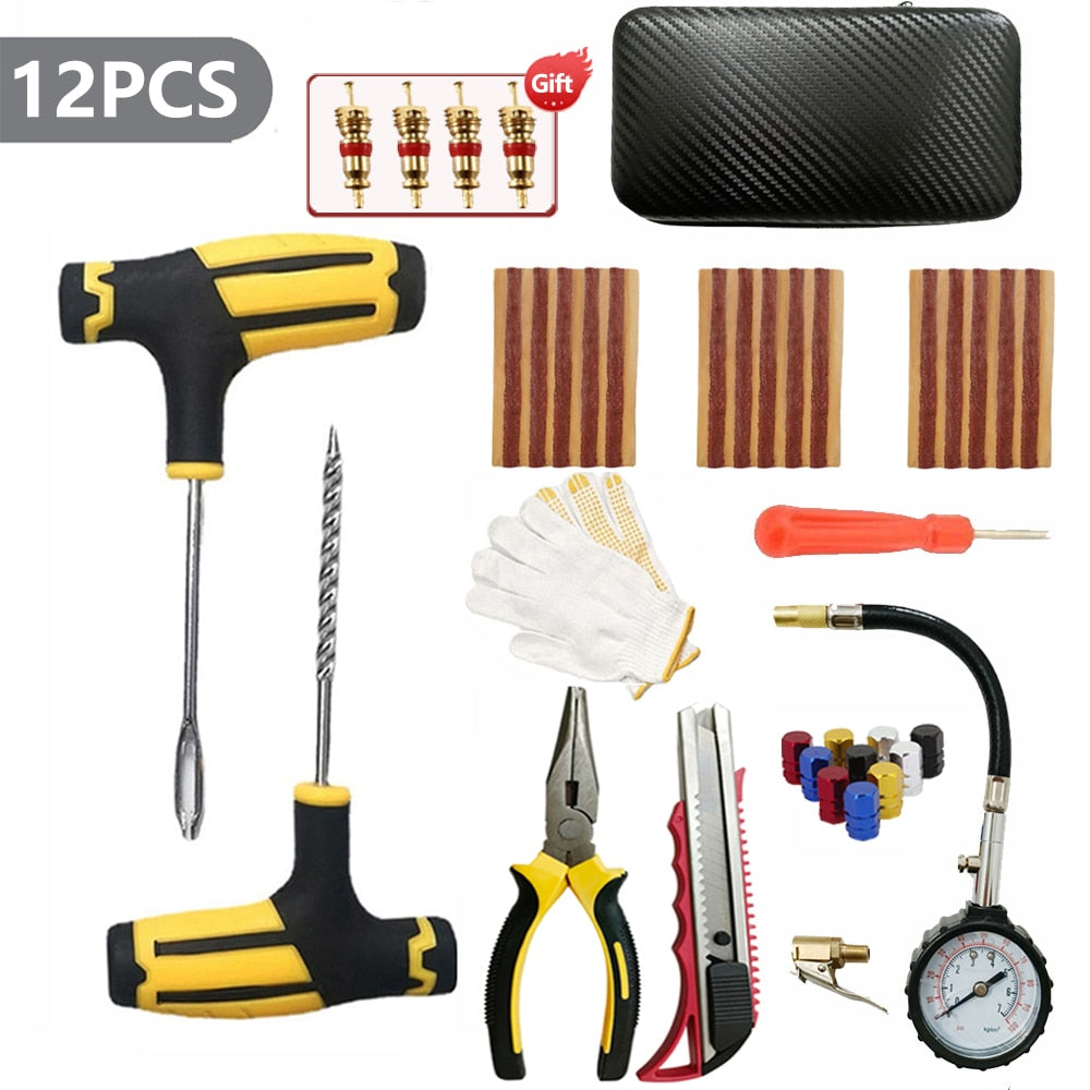 Tire Repair Kit Puncture Plug Tools Tyre Puncture Emergency for Tire Strips Stirring Glue Repair Tool Kit Car Accessories