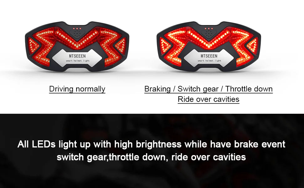 MTSEEEN Motorcycle Helmet Brake Light LED, Super Brightness, Helmet Safety Light for Bikes Brake Sensor Inside. Real Waterproof