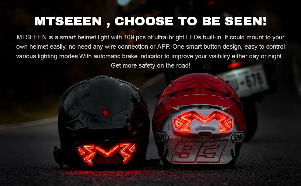 MTSEEEN Motorcycle Helmet Brake Light LED, Super Brightness, Helmet Safety Light for Bikes Brake Sensor Inside. Real Waterproof