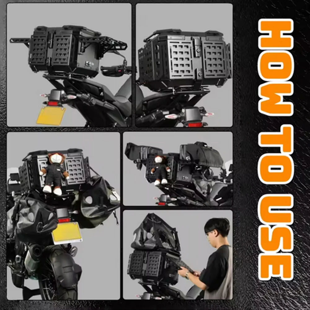 45/55L Motorcycle Helmet Box Aluminum Top Tail Rear Luggage Storage Tool Cases Lock Trunk For YAMAHA For Honda For BMW