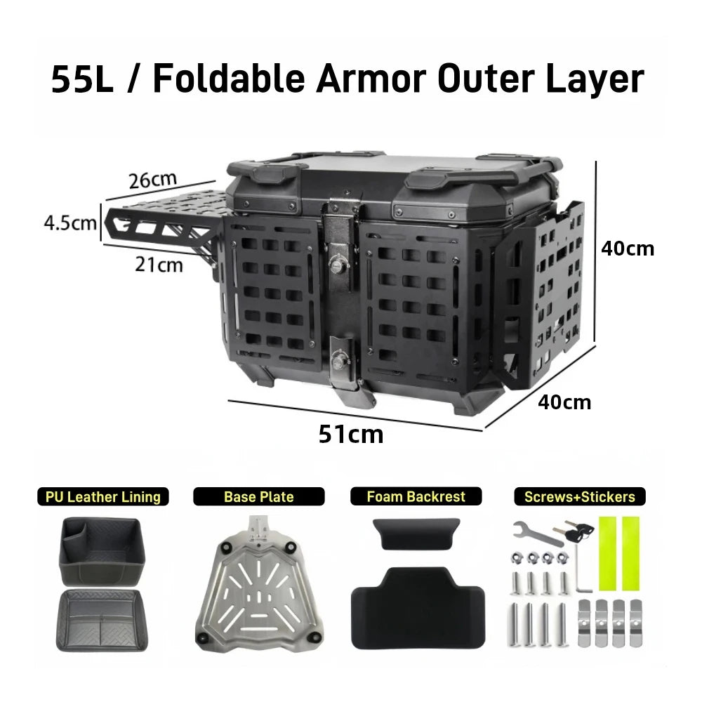 45/55L Motorcycle Helmet Box Aluminum Top Tail Rear Luggage Storage Tool Cases Lock Trunk For YAMAHA For Honda For BMW