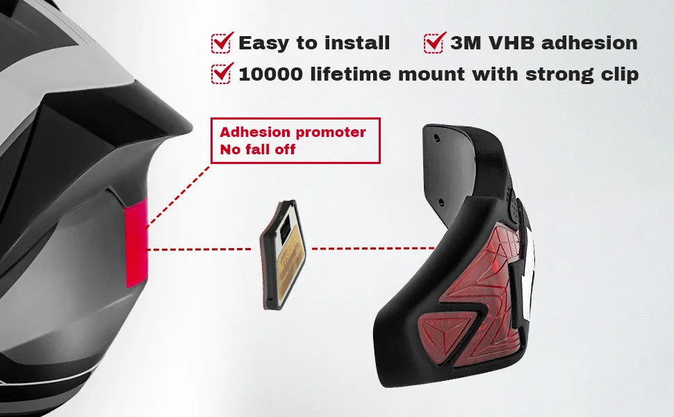 MTSEEEN Motorcycle Helmet Brake Light LED, Super Brightness, Helmet Safety Light for Bikes Brake Sensor Inside. Real Waterproof