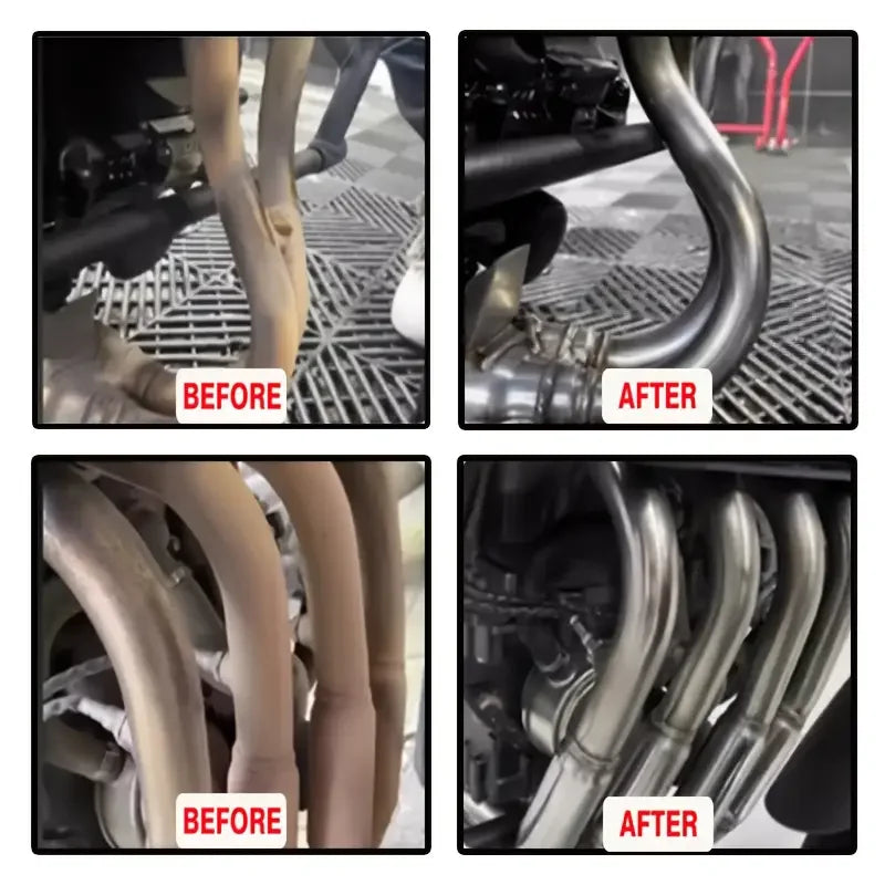 Exhaust Pipe Renewal Spray–Revive Dull Metal,Restore Shine and Texture–High-Temperature Surface Cleaner for Cars and Motorcycles