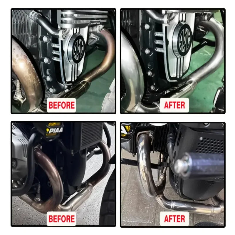 Exhaust Pipe Renewal Spray–Revive Dull Metal,Restore Shine and Texture–High-Temperature Surface Cleaner for Cars and Motorcycles