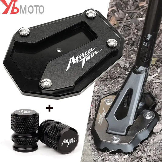 Motorcycle Kickstand Enlarger Side Stand Extension Pad Valve Caps For Honda Africa Twin CRF1100L CRF 1100 L 2020 2021 2022 2023