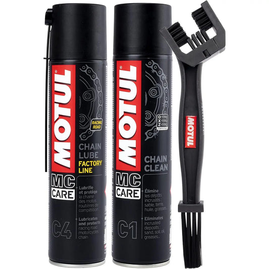 Motul factory line chain cleaning pack (c1+c4)- chain degreaser cleaner 400ml x 400ml