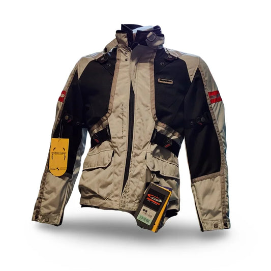 Spidi Netway H2OUT Motorcycle Jacket for Men in Black and Grey, made of durable Tenax Tactel fabric with waterproof H2Out membrane, thermal fleece lining, CE certified shoulder and elbow protectors, and reflective details for