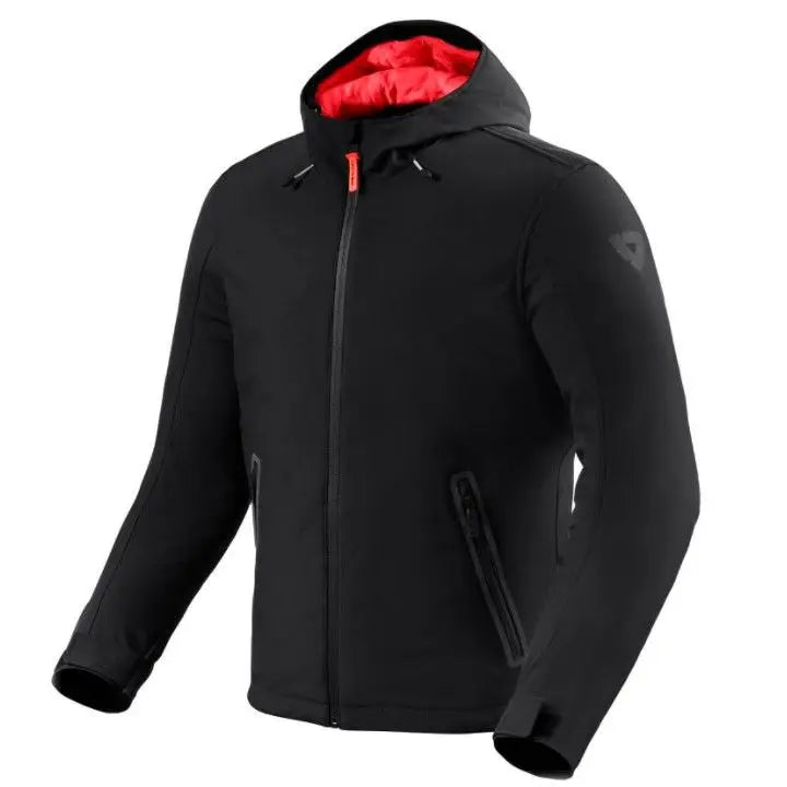 Revit Traffic H2O CE Urban Jacket for Men, made of high-density softshell with waterproof Hydratex Z-Liner, fixed thermal lining, and removable CE protectors for elbows and shoulders, ideal motorcycle clothing.