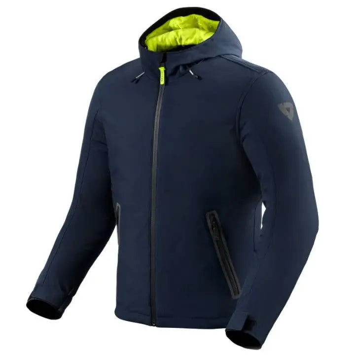 Revit Traffic H2O CE Urban Jacket for Men, made of high-density softshell with waterproof Hydratex Z-Liner, fixed thermal lining, and removable CE protectors for elbows and shoulders, ideal motorcycle clothing.
