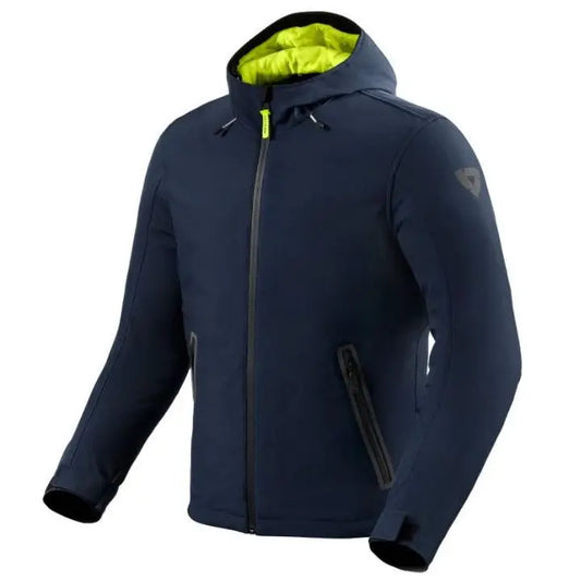 Revit Traffic H2O CE Urban Jacket for Men, made of high-density softshell with waterproof Hydratex Z-Liner, fixed thermal lining, and removable CE protectors for elbows and shoulders, ideal motorcycle clothing.