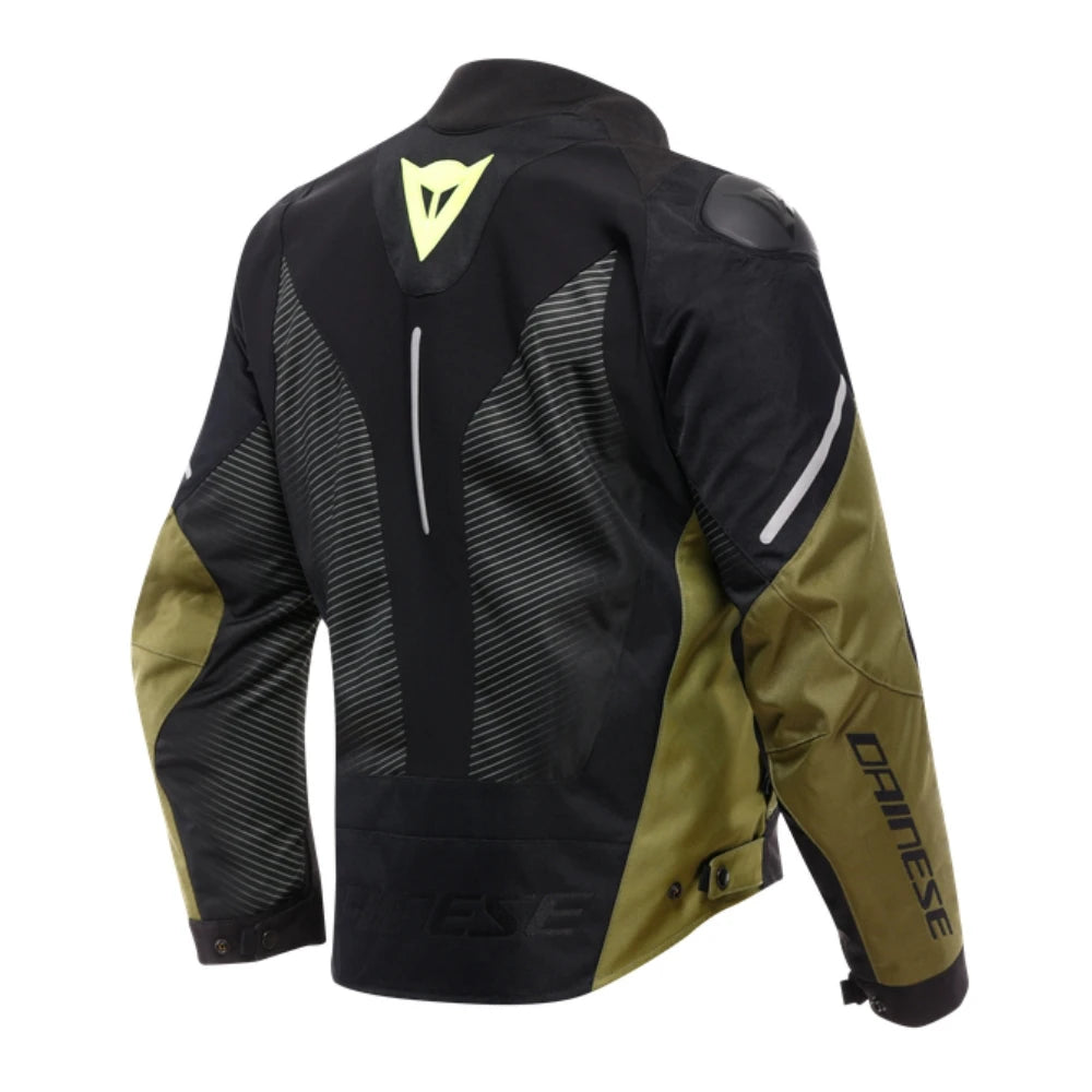 Dainese Super Sprint D-Dry Jacket for men, waterproof with a removable thermal lining, featuring a distinctive racing design and adjustable fit for enhanced comfort during daily use.