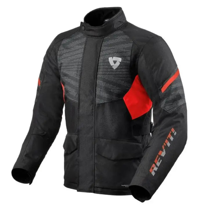 Revit Duke H2o CE Motorcycle Jacket for Men, waterproof tri-seasonal gear with hydratex G-liner, perfect for spring, autumn, and winter rides.