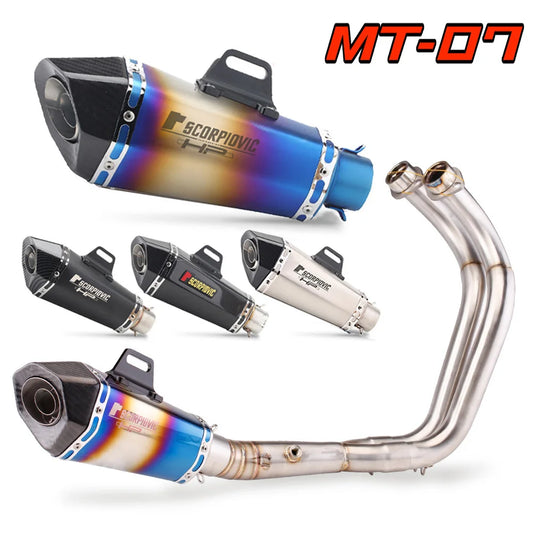 MT-07 FZ-07 Full Motorcycle Exhaust System Escape Moto Slip on For Yamaha MT07 FZ07 2014-2021 MT 07 TRACER 700 Xsr700 2016-2019