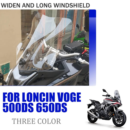 For Loncin VOGE 500DS 500 DS 650 650DS Motorcycle Heightening Widening Windshield Front Wind Shield Deflector Windscreen Guard