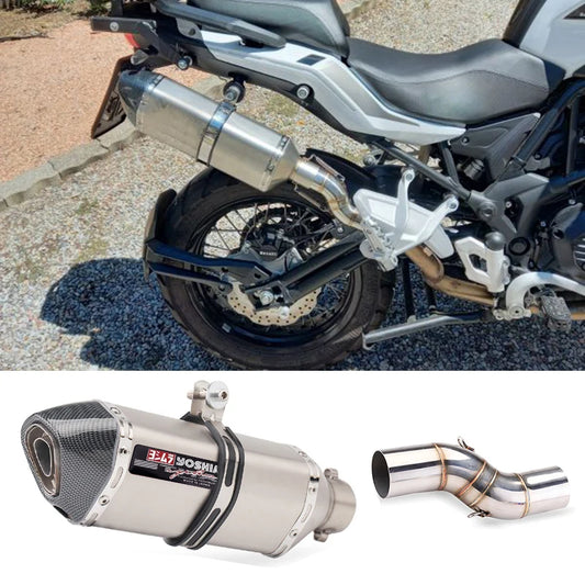 Motorcycle Exhaust Modified Escape Moto Yoshimura Muffler Silencer with Slip on Link pipe For Benelli TRK502X TRK 502X 2018-2021