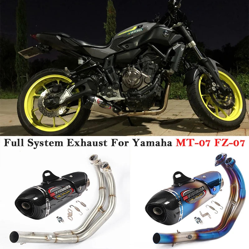 Full System Motorcycle Yoshimura Exhaust Escape DB Killer For Yamaha MT-07 FZ-07 Modify Slip-on Front Link Pipe Carbon Muffler