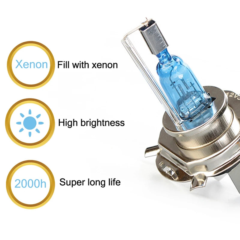 New super bright xenon H4 BA20D P15D motorcycle headlight bulbs halogen scoote car auto lamp for cafe racer ktm exc