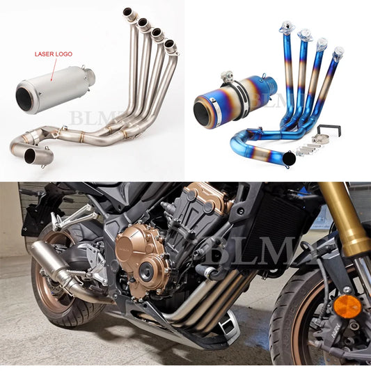 For HONDA CBR650 CB650R CB650F CBR650R Full Systems Motorcycle Exhaust Muffler Slip on Front Pipe with sc exhaust 2014-2021