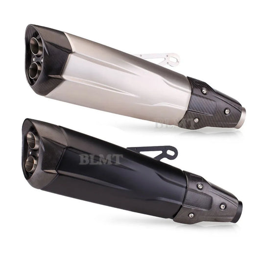 51mm Universal Carbon Fiber Motorcycle Double Holes Exhaust Pipe Escape  Muffler For BMW F750GS F850GS S1000RR YZF R1 R3