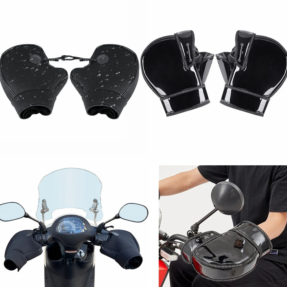 Thick Motorcycle Handlebar Muffs Protective Motorcycle Scooter ATV UTV Winter Warmer Gloves Grip Handle Bar Muff Rainproof Warm