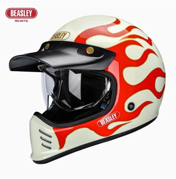 Beasley DOT ECE Approved  Vintage Full Face Helmet Motorcycle De Moto Capacete Jet Helmet Motorbike All Seasons