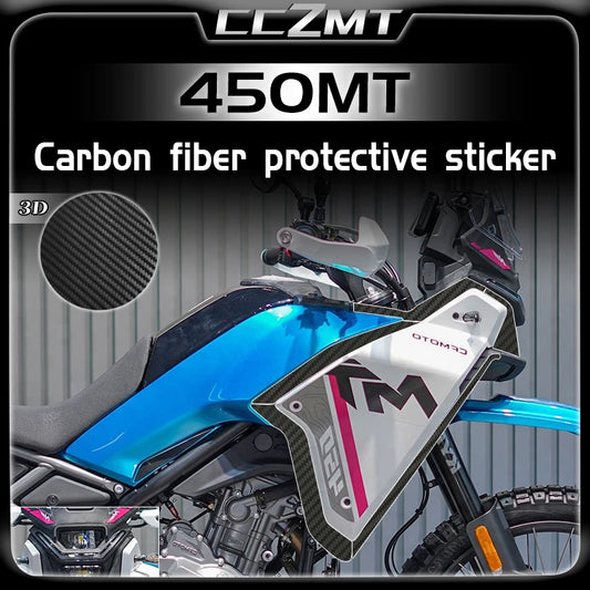 For CFMOTO 450MT 2024 carbon fiber 3D fuel tank stickers body protection stickers waterproof stickers modification accessories