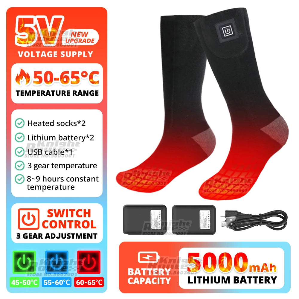 Winter Heated Socks 5000mAh APPControl Thermal Socks Women Men Heating Foot Warmer Electric Fever Socks Hiking Ski Warm  Outdoor