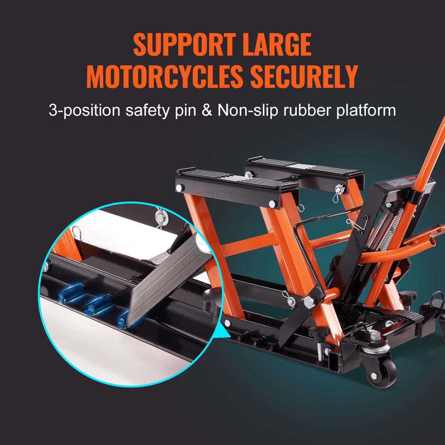 VEVOR Steel Hydraulic Motorcycle Jack Stand 1500 LBS ATV Scissor Lift Jack, 4.7"-15" Scissor Lift Jack Stand for Motorcycle ATV