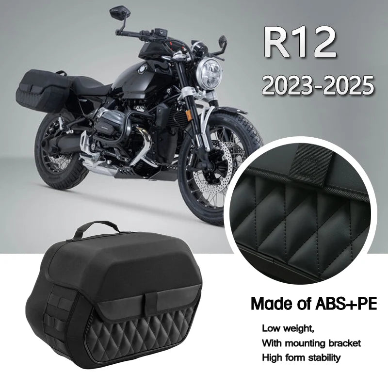 Right Side Bag For BMW R12 2023-2025 PE Luggage Suitcase 19.5L Side Bag Carrying Bag Motorcycle Carrier SaddleBag With Brackets
