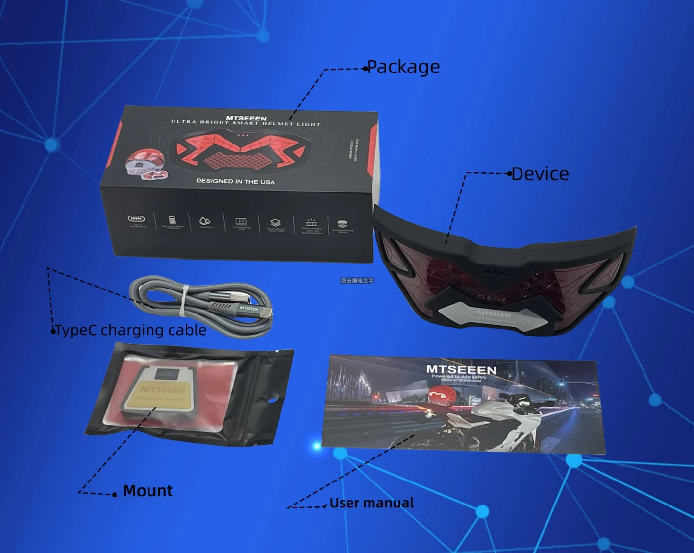 MTSEEEN Motorcycle Helmet Brake Light LED, Super Brightness, Helmet Safety Light for Bikes Brake Sensor Inside. Real Waterproof