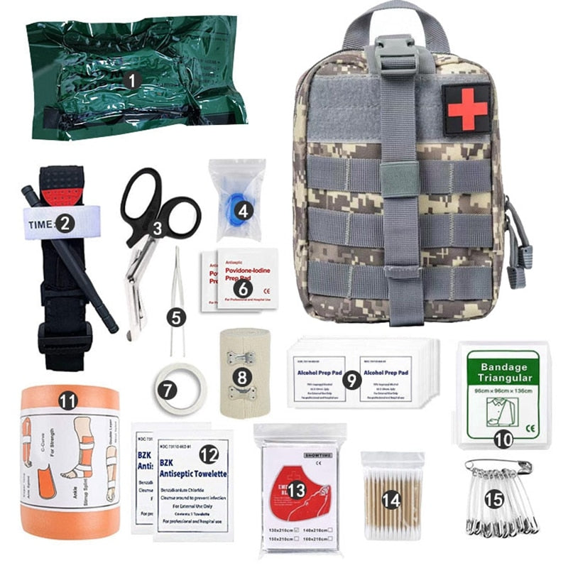 Kit First Aid Kit Bag Bandage Splint Outdoor Survival Tool Gear Medical Trauma Emergency Pouch