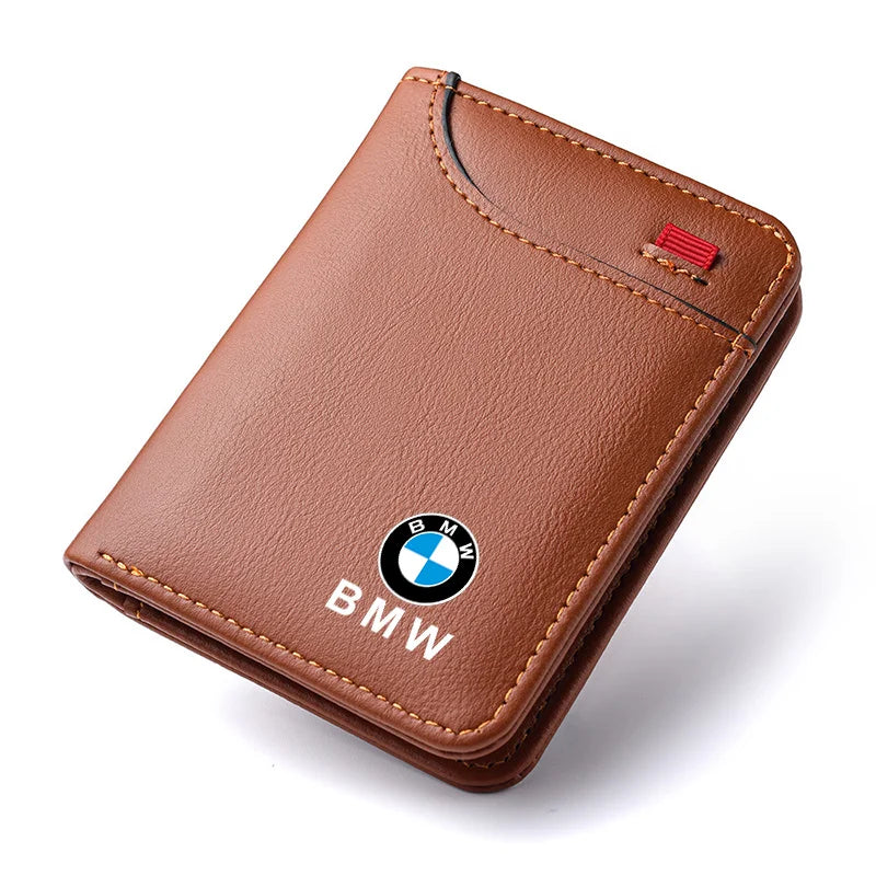 Leather Car Logo Wallet Credit Card Purse Portable Small Wallet For BMW E87 E90 E60 I01 F25 F26 F44 F45 E36 E34 E39 F10 F30 F20