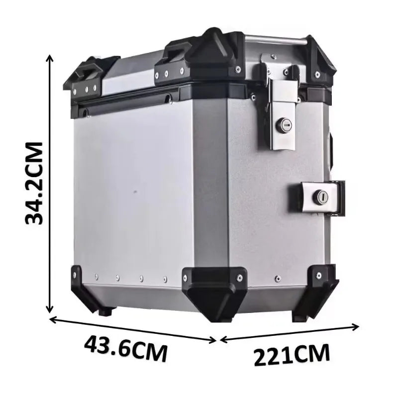 28L Universal Motorcycle Rear Top Box Side Luggage Case Para Motos Storage Trunk Lock Travel Toolbox Aluminum Alloy