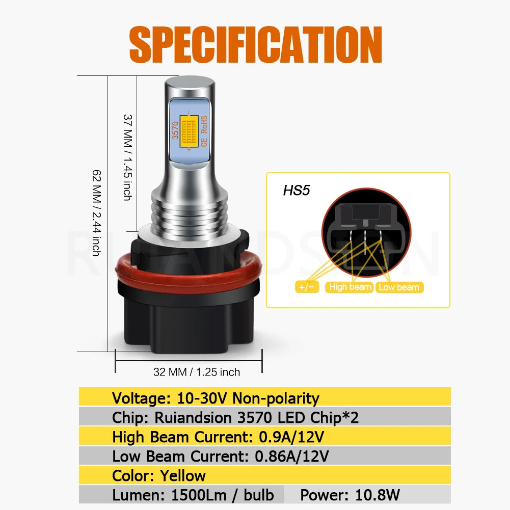 HS5 Motorcycle LED Head Light White Yellow Headlight Bulb Led Headlight Lamp Hi/Lo Beam For Honda PCX125 PCX150 2008 - 2012