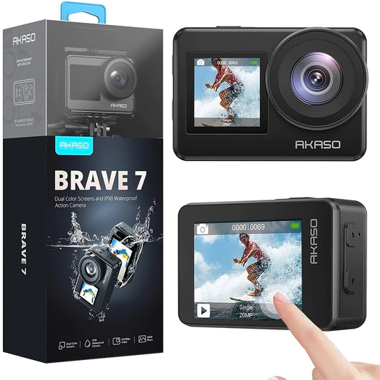 AKASO Brave 7 4K30FPS 20MP WiFi Action Camera Touch Screen IPX8 Waterproof Camera EIS 2.0 Zoom Voice Control Support External Mi