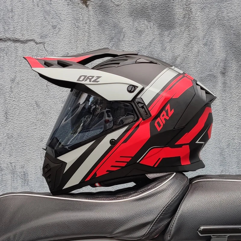 ORZ off-road ATV motorcycle helmet certified with brown lens, full face CASCO off-road motorcycle anti glare