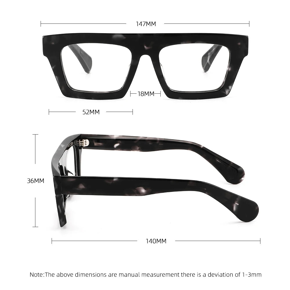 High Quality Acetate Optical Glasses Frame Men Women Luxury Brand Vintage Square Eyeglasses Customized Prescription Eyewear