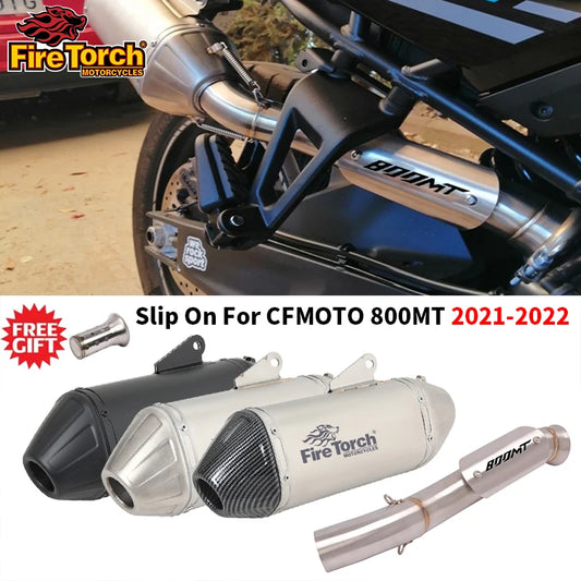 Motorcycle Exhaust Muffler Mid Link Pipe Full System Espace Moto modify Slip On For CFMOTO 800MT CF 800-5A 2021 2022