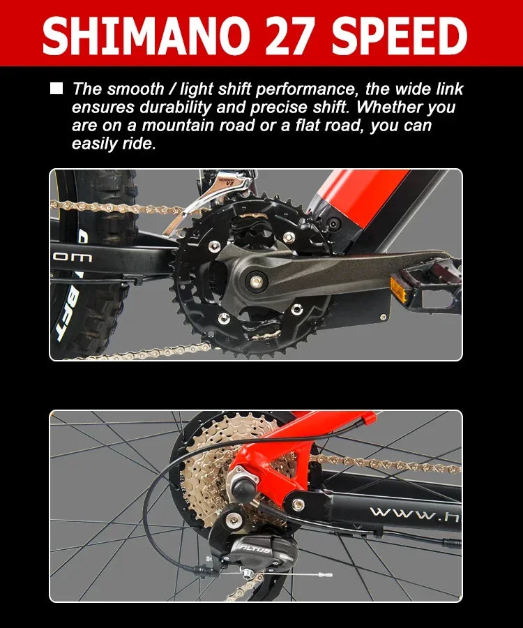 2025 New Heda-TX19 Electric Bicycle 1000W 48V19.2AH Hydraulic Brake Ebike with Full Suspension  27 Gears Shift Free Rack