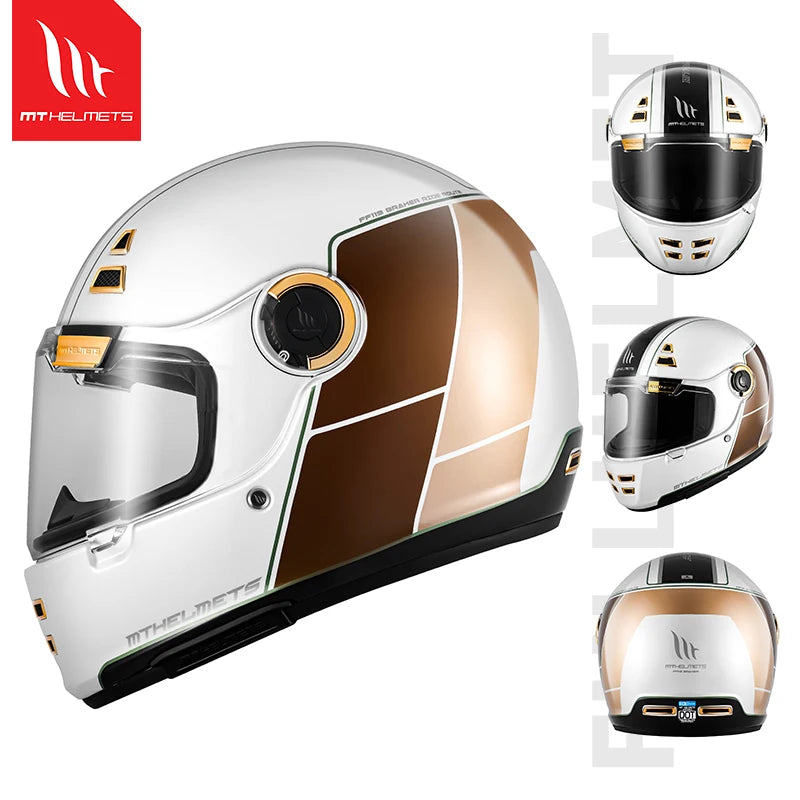 MT Jarama SV Retro Helmet Cruise Motorcycle Vintage Full S Helmet ECE2206 DOT Casco MT Cafe Racer Helmet for Triumph Thruxton R
