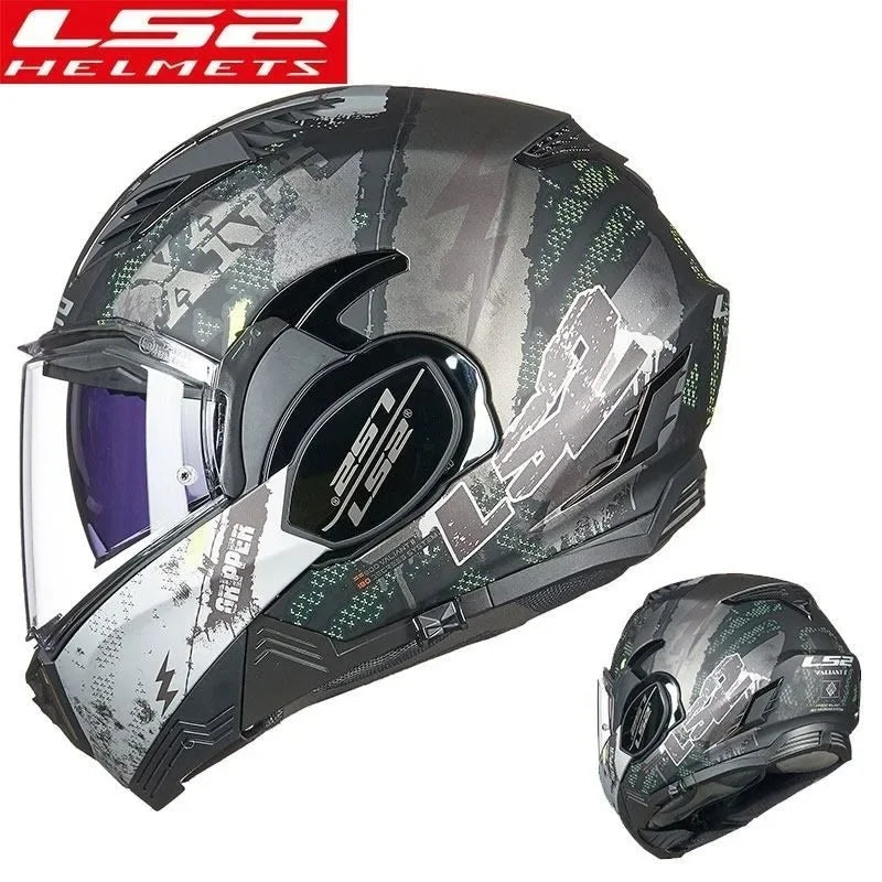 LS2 FF906 Advant Flip Up Full Face Helmets Motorcycle Modular Double Visor Helmet built-in Lens ECE Capacete Casque Casco Moto