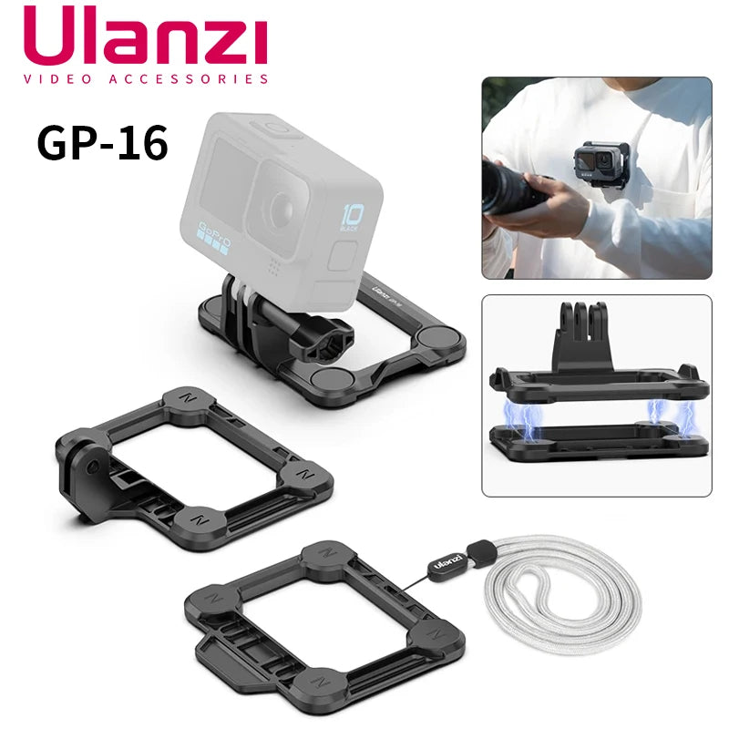 Ulanzi GP-16 Quick Release Adapter Magnetic Base Mout GoPro Accessories for GoPro Hero 12/11/10/9/8/7/6/5/4 Max DJI Osmo Action