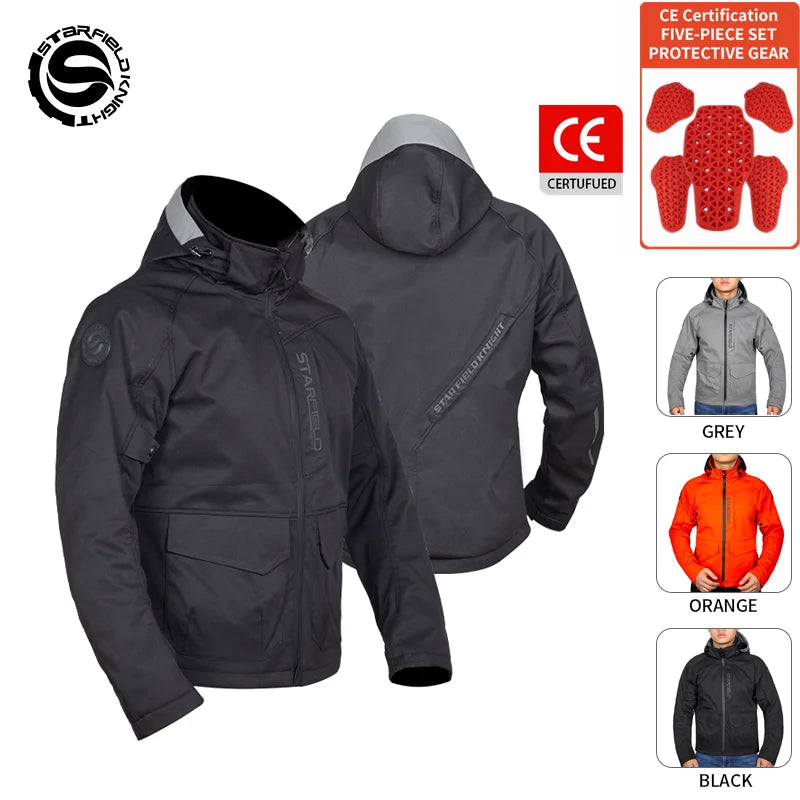 Motorcycle Jacket Spring Summer Breathable Splash-proof Fabric Men Women Riding Clothing With CE Protective Gears Accessories